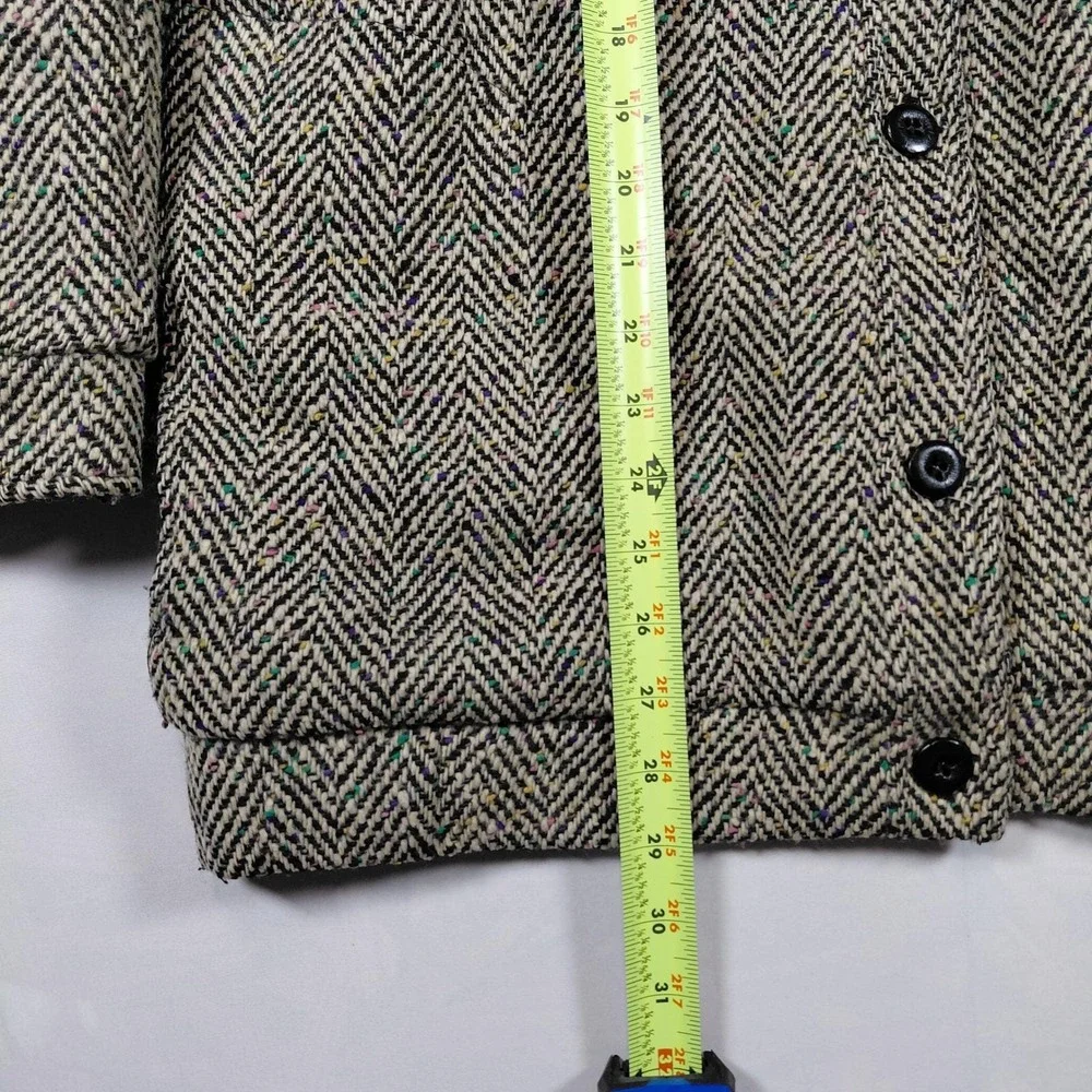 Vintage‎ Woolrich Wool Jacket Peacoat Rainbow Tweed Full Neck Button Grannycore